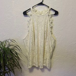 Lace halter neck tank